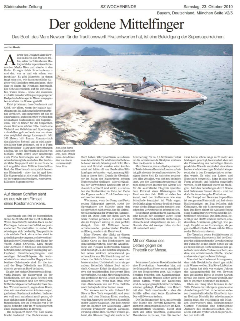Design – Marc Newson hat ein Motorboot für RIVA entworfen